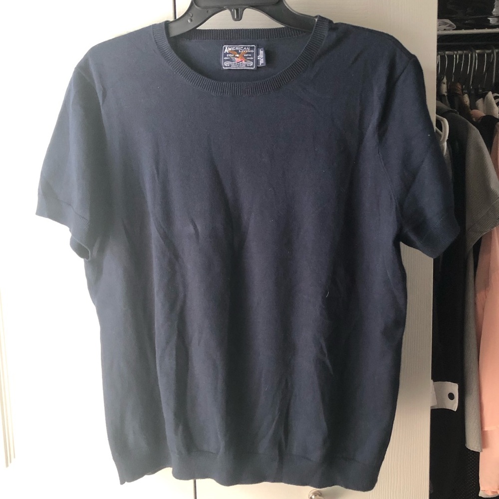 🔥American Living Short Sleeve Navy Sweater Top XL